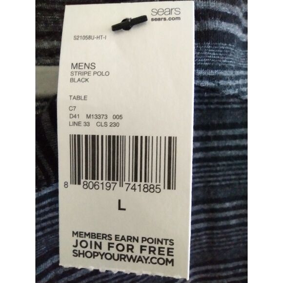 NWT Structure Slim Fit Mens Black Striped Polo Shirt SZ Large - Picture 4 of 5